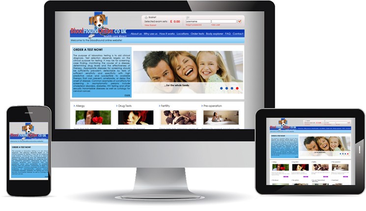 bloodhoundonline.co.uk website on desktop, tablet and phone