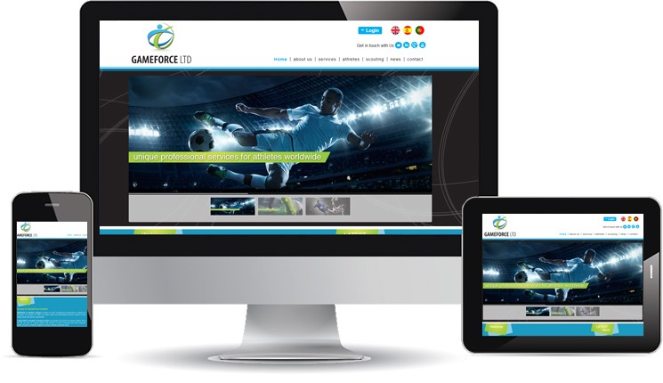 thegameforce.co.uk website on desktop, tablet and phone